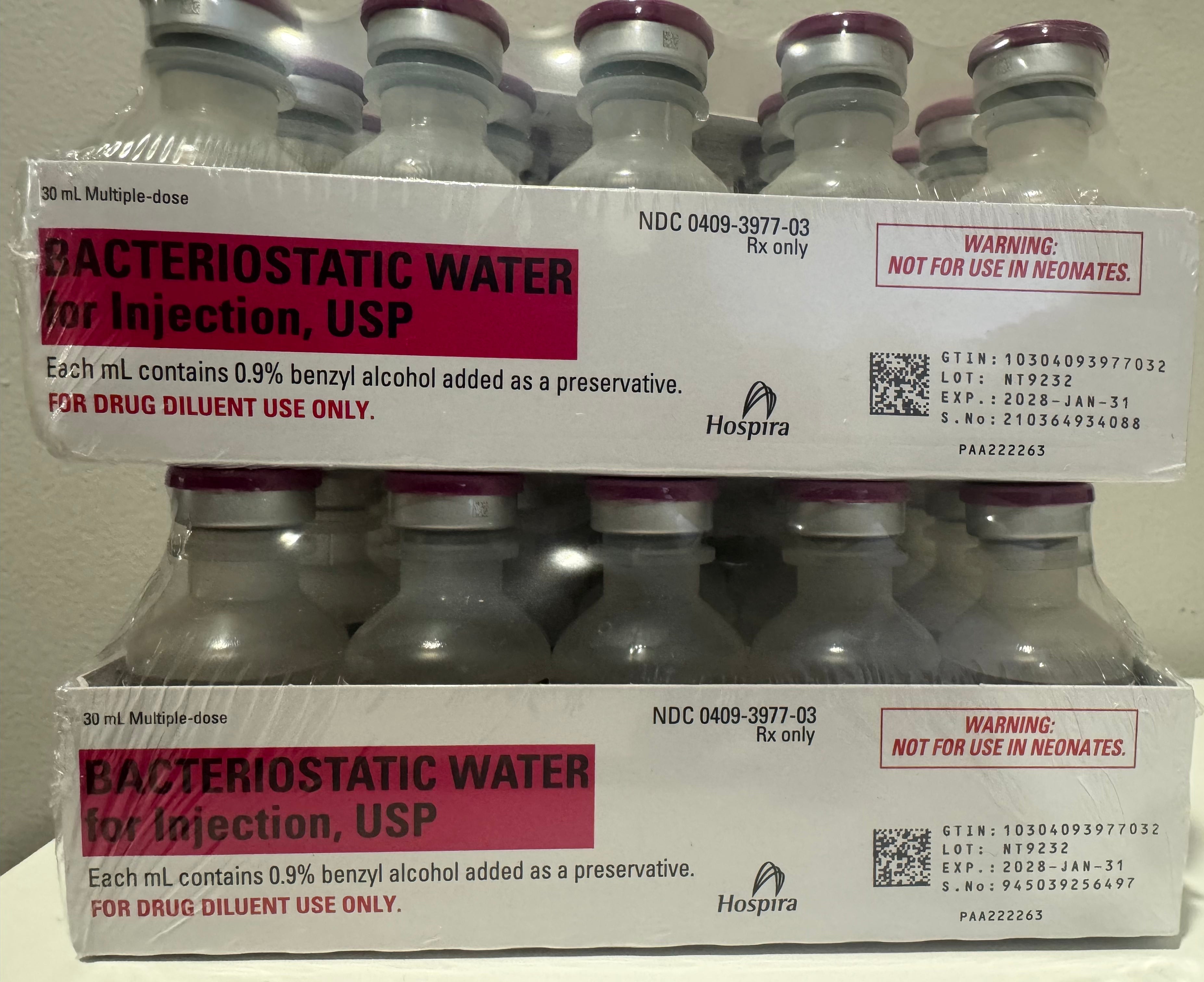 Hospira Bacteriostatic Water Cases | 25 & 100 Count | H20Bac